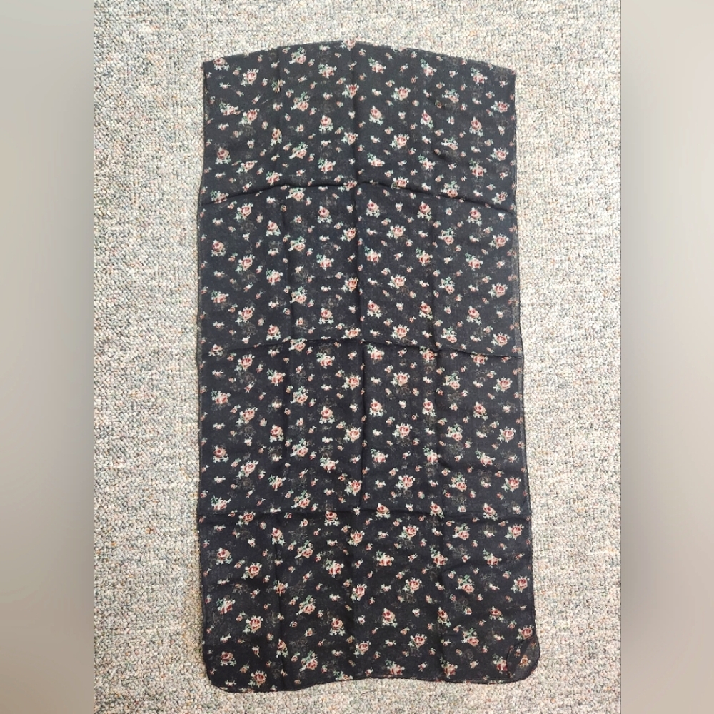 Putumayo Black Floral Chiffon Scarf